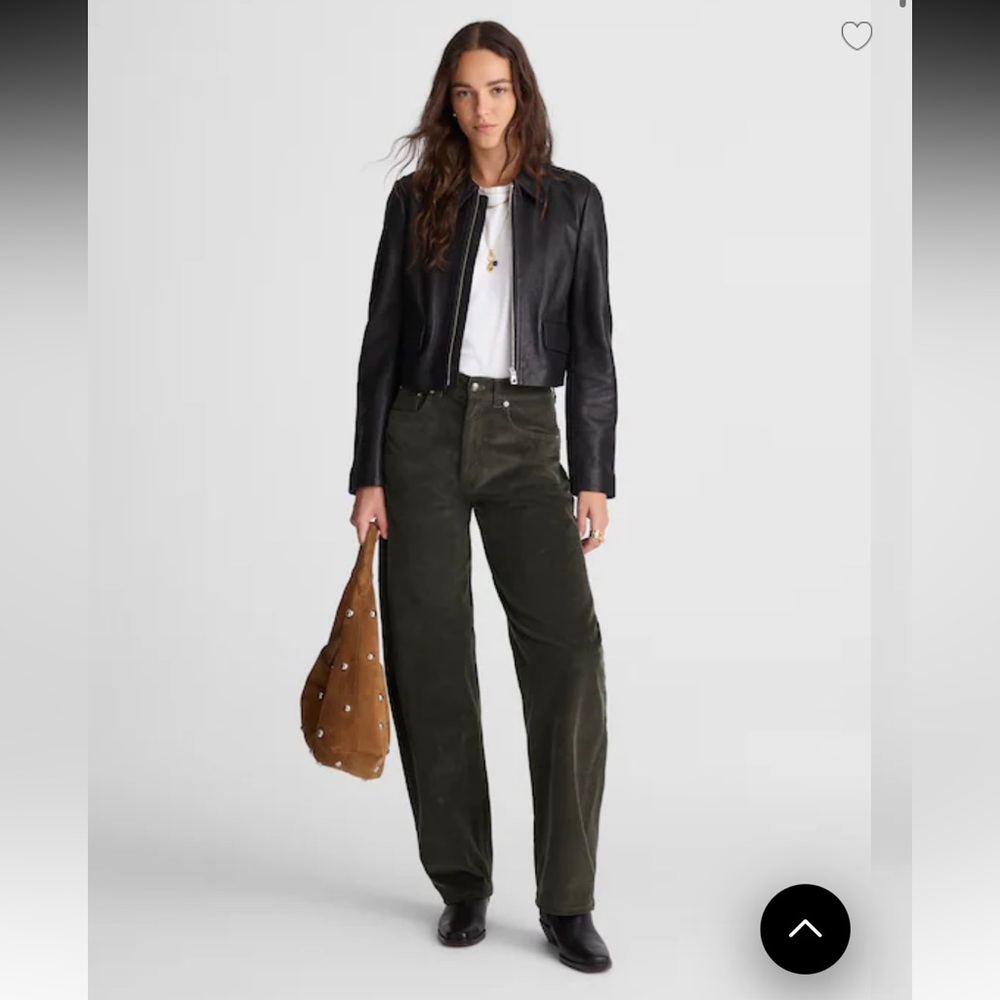 Madewell The Balloon Pant in Corduroy - graphite green size 27 Tall NWT